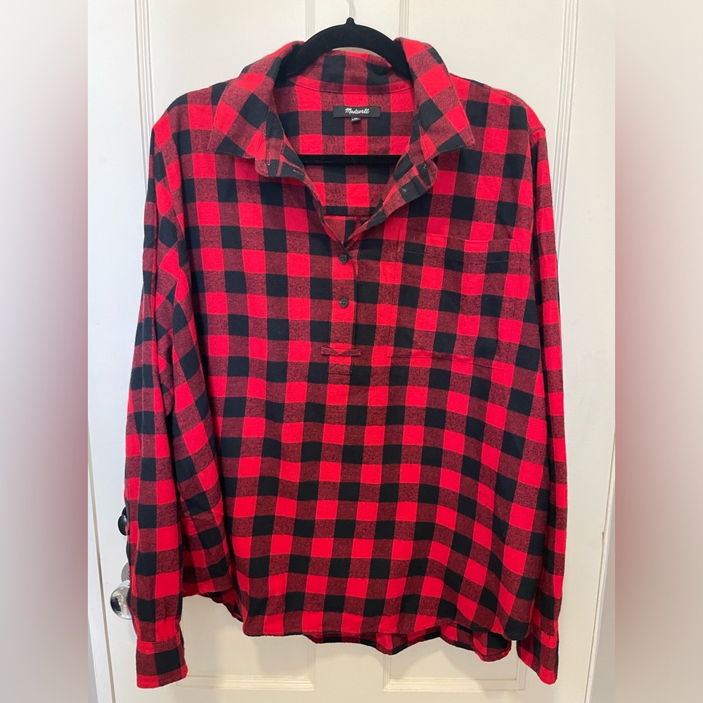 Madewell size 3X Buffalo plaid flannel popover shirt.